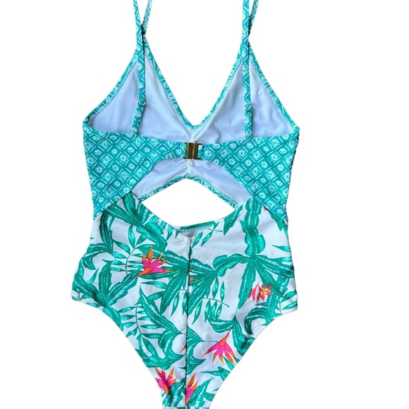 Minkpink Green Panama Palms Peekaboo One Piece Bikini Size XS - Picture 5 of 13